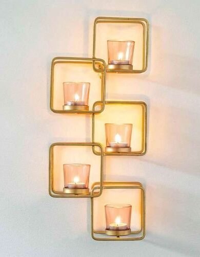 Solid Gold Metal Wall Mount T-light Holder by TOUCH HEART