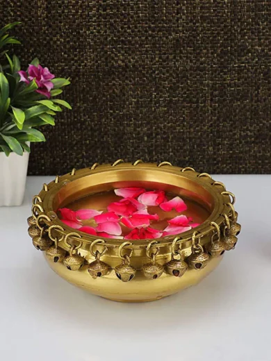 Touch Heart Metallic Bowl with Ghungroo Work