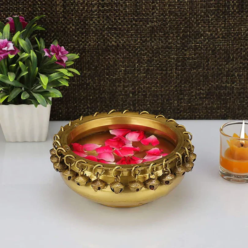 Touch Heart Metallic Bowl with Ghungroo Work