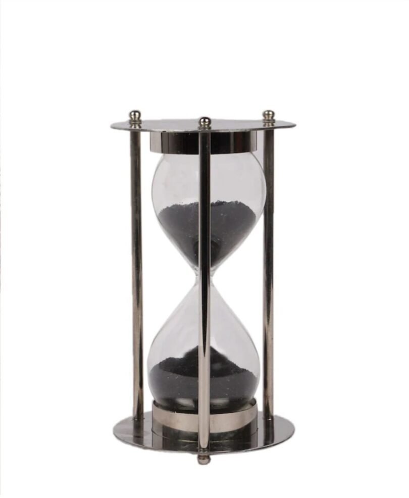 Silver- Toned & Transparent Brass Sand Timer Showpiece by Touch Heart - Image 3