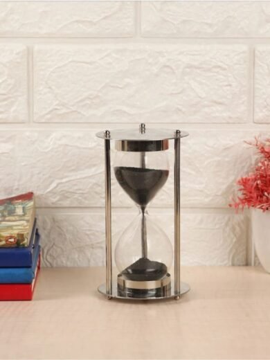 Silver- Toned & Transparent Brass Sand Timer Showpiece by Touch Heart